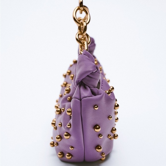 NWT. Zara Purple Mini Bag with Beads. - Picture 4 of 7